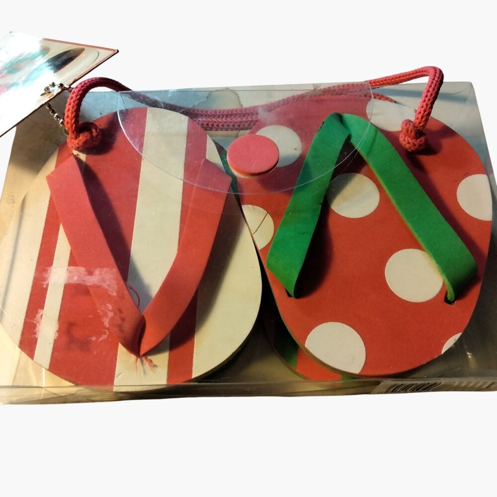 Christmas Flip Flop Coasters Stemmed Glasses Reusable Wine Wear Lot 4 - Picture 2 of 14